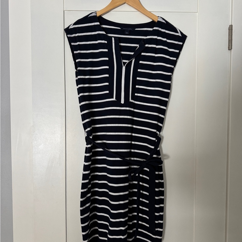 Tommy Hilfiger Navy and White Striped Mini Dress